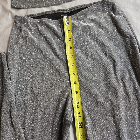 Shein SXY Silver Glitter Stretchy Tube Top & Flare Pants Set Party Evening - Picture 9 of 12